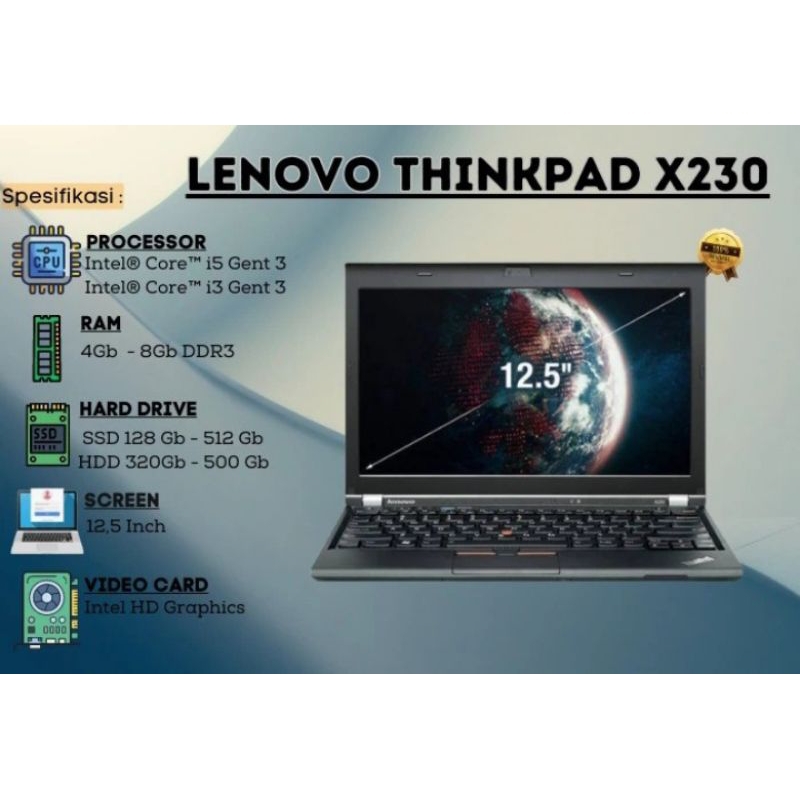 Lenovo Thinkpad X220 X230 Core i5 RAM 8GB SSD 256GB