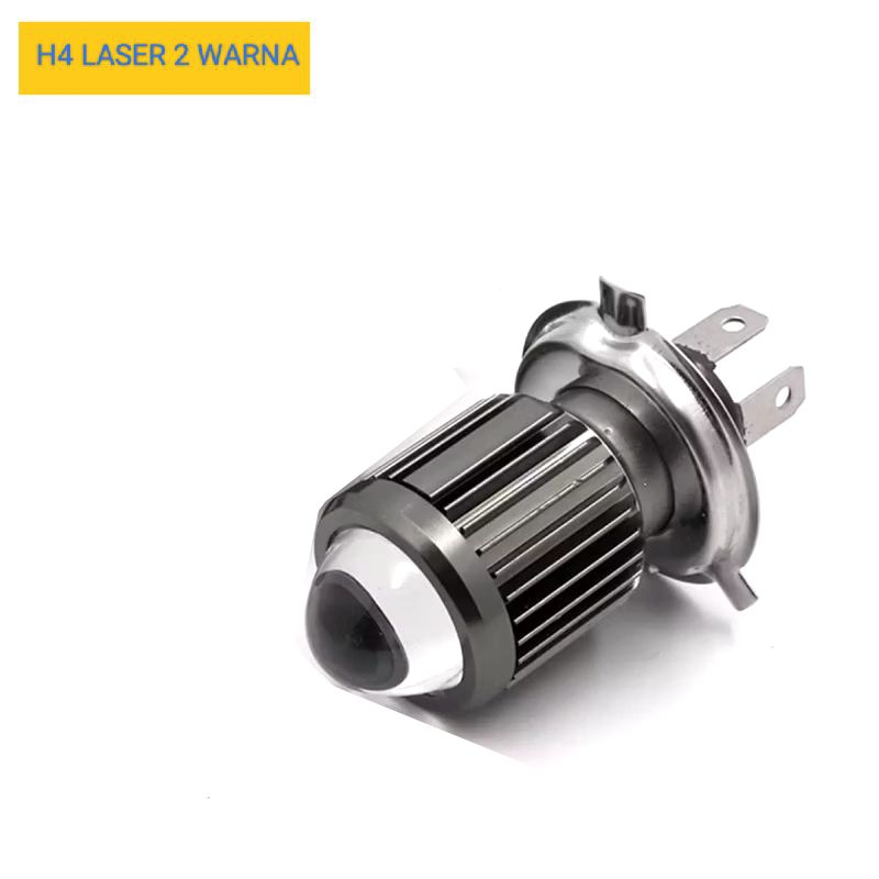 BOLA LAMPU LED DEPAN UTAMA LASER H4 D2 PUTIH-KUNING AC DC MOTOR MOBIL UNIVERSAL(  H4 TELOR)