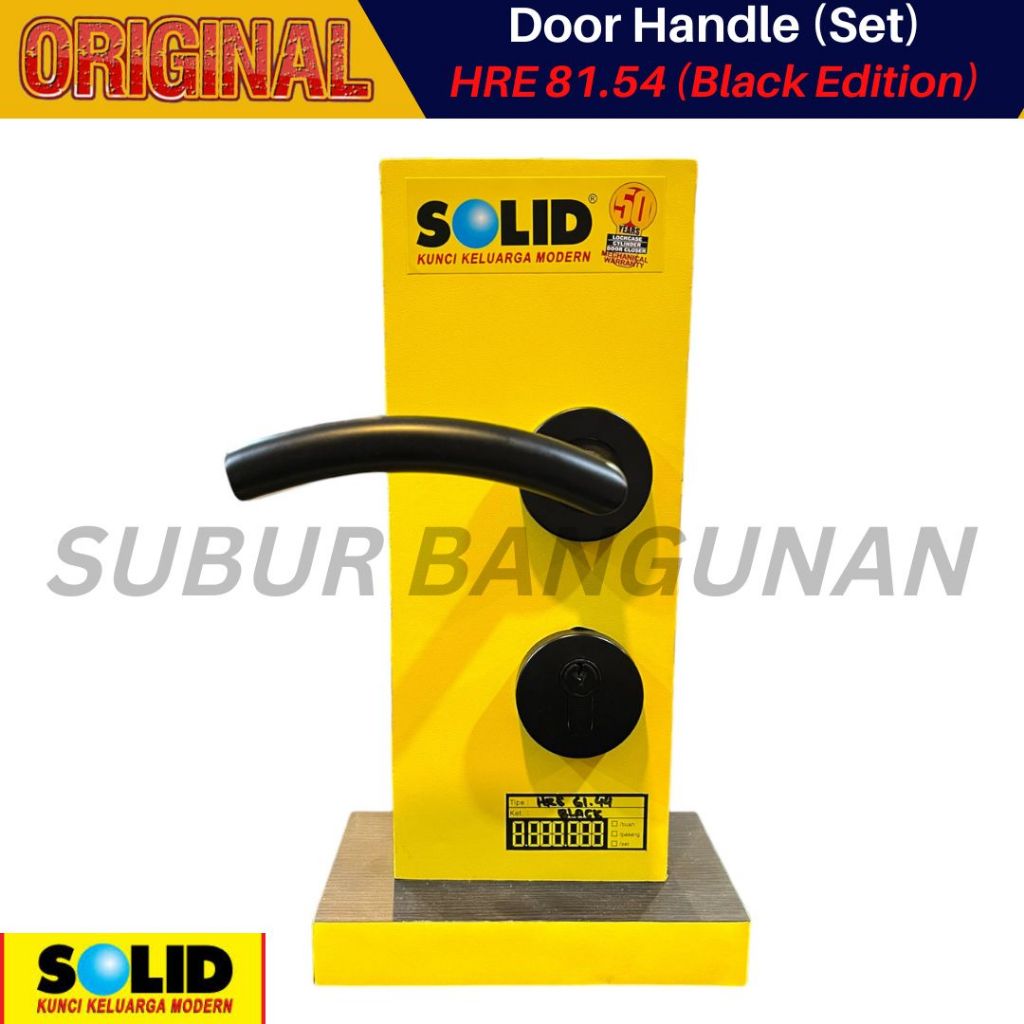 Paket Handle Gagang Kunci Pintu Hitam Black Set Roses Solid HRE 61.44 BL + LC 111 + DC02
