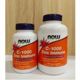 NOW C-1000 ZINC IMMUNE 1000 mg VITAMIN C & ZINC 15 mg 90 & 180 Veg Caps