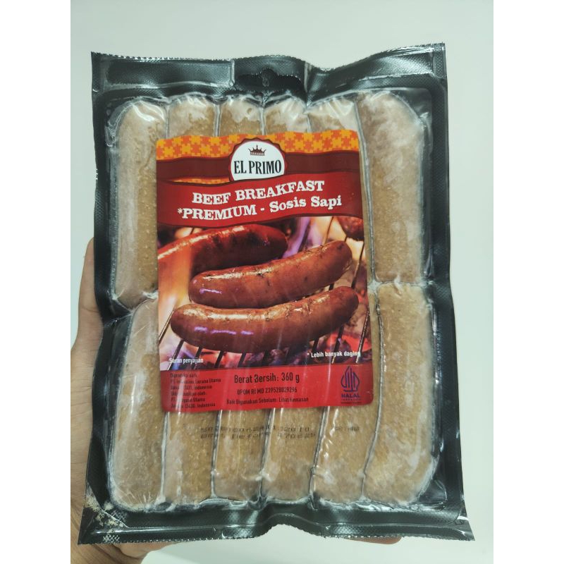 

El primo Beef Breakfast Sausage Premium, Elprimo Sosis Sapi cocktail 360 gram