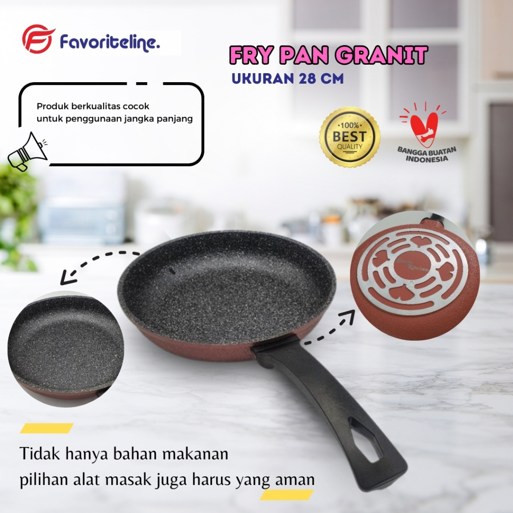 SUPER KITCHEN - Panci Fry Pan 28 cm Granite/ Marble Coating  - Fry Pan Anti Lengket 28 cm
