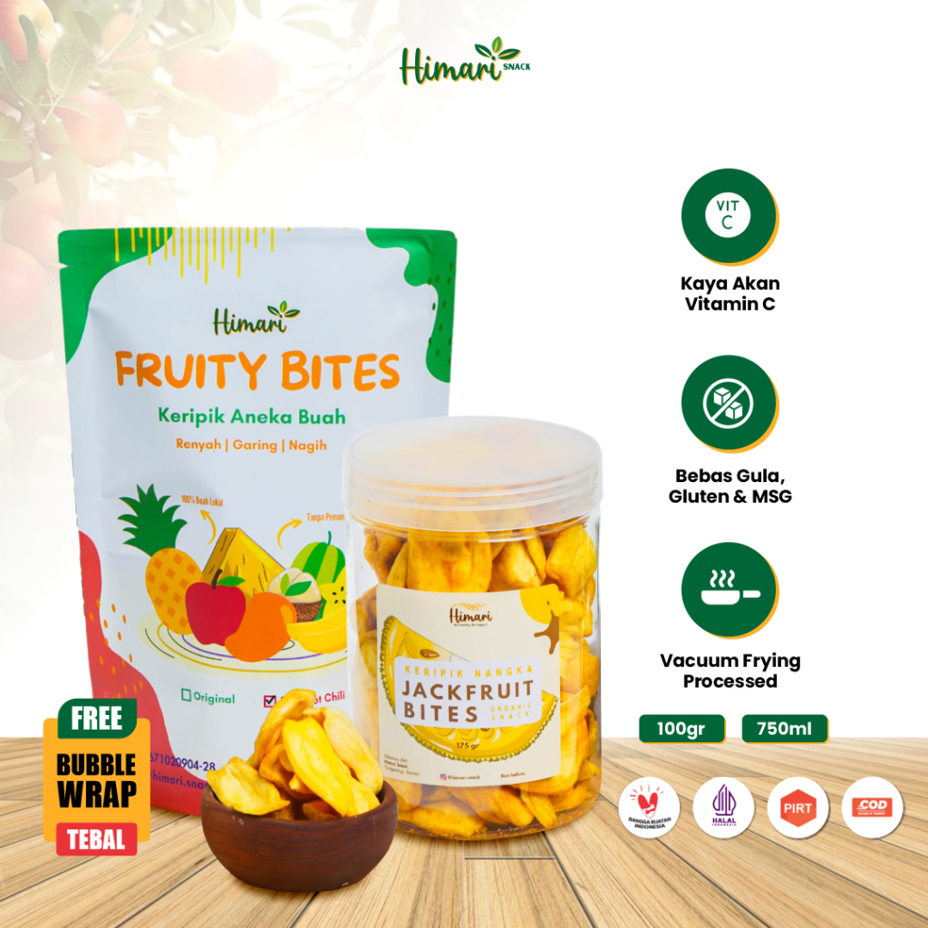 

Himari Jackfruit Bites Keripik Buah Nangka Asli Produk Lokal Cemilan Sehat Halal