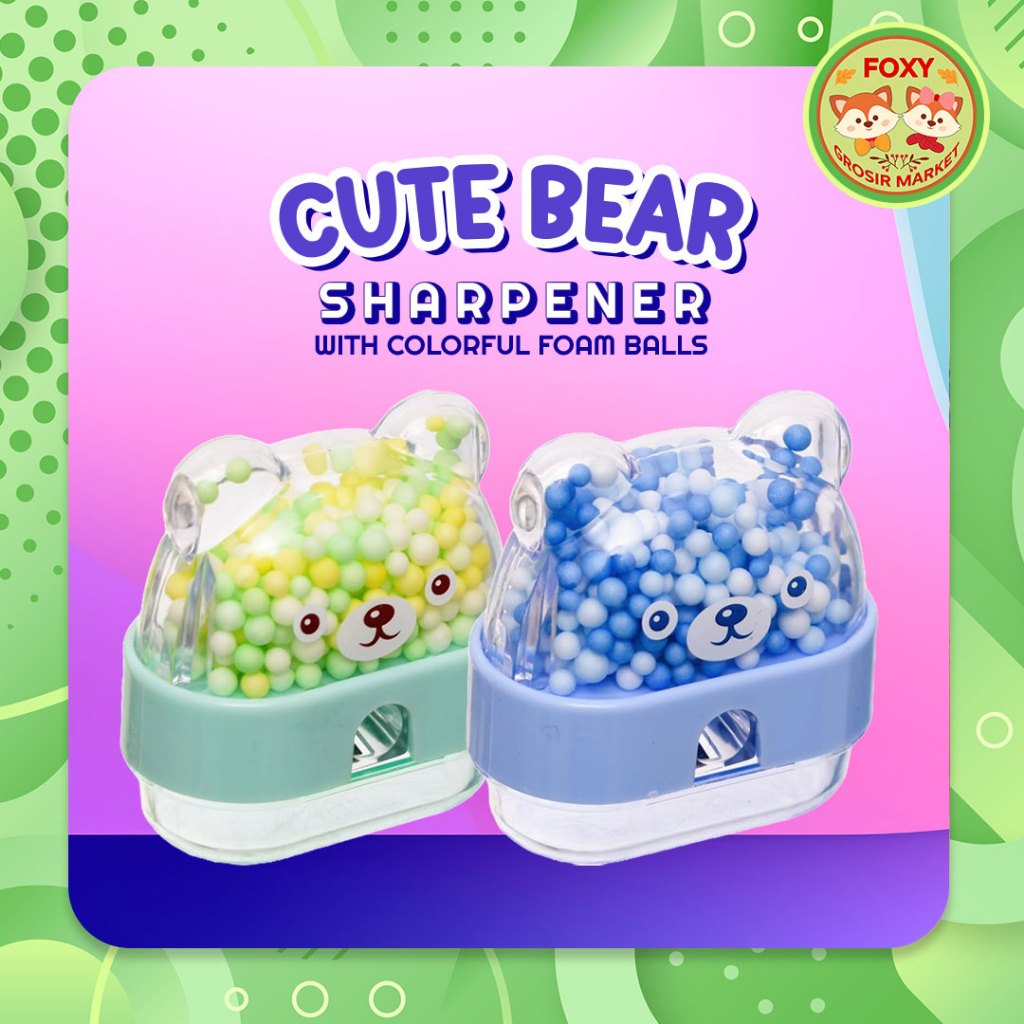 

Cute Bear Sharpener with Colorful No. 5855 Foam Balls Pack / Rautan Pensil / Pencil Sharpener Cute Bear Shape Xiaolingjing