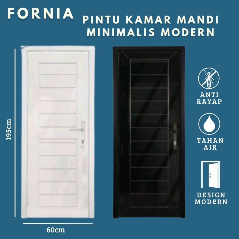 Pintu Kamar Mandi PVC Fornia Pintu Toilet Minimalis Modern 1set Daun Pintu dan Kusen