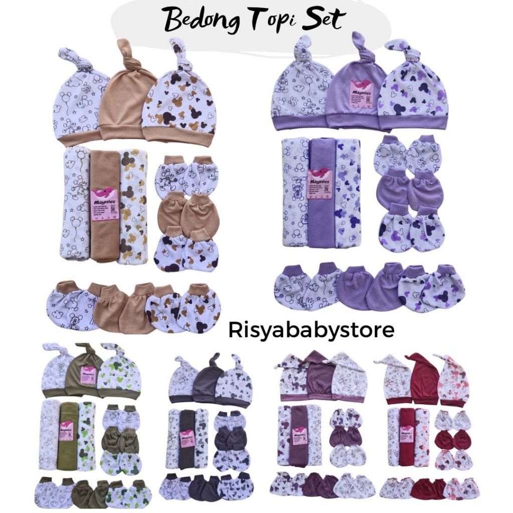 12pcs Bedong set topi bayi baru lahir 0-3 bulan Bedong topi set newborn kekinian Bedong Selimut