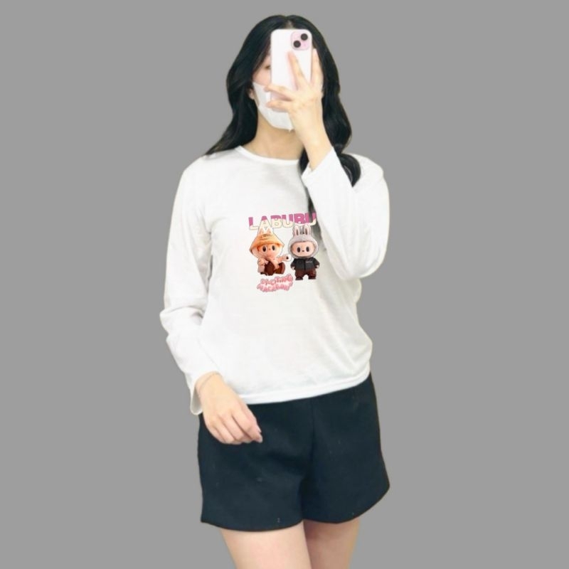 KAOS LABUBU(cup)DEWASA LENGAN PANJANG/KAOS ATASAN LENGAN PANJNAG DEWASA UNISEX PRIA/WANOTA REMAJA DA