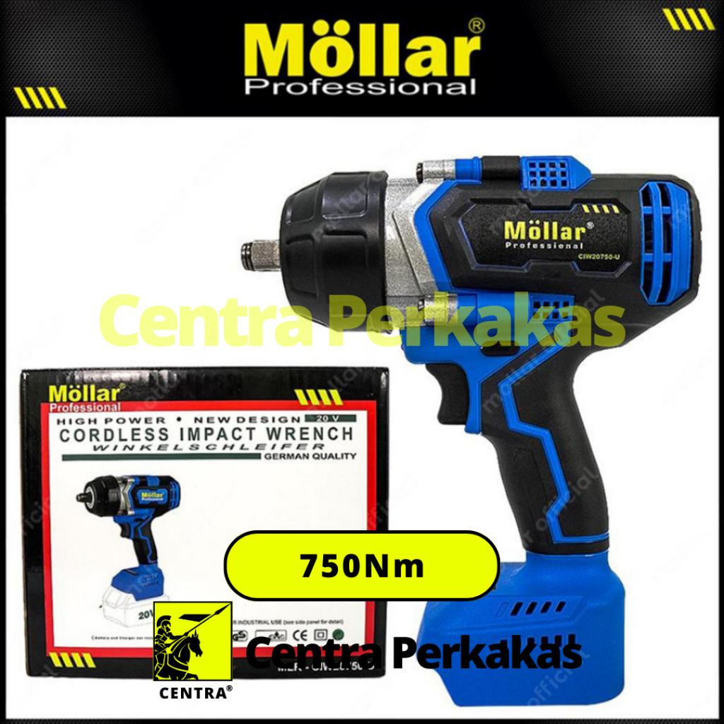 [UNIT] Mesin Bor Buka Baut (impact wrench) 750Nm Baterai 20V MOLLAR