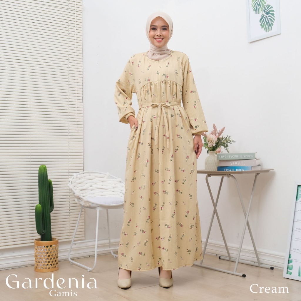 Arnis Gardenia Gamis Floral Babydoll Wanita Maxi Dress