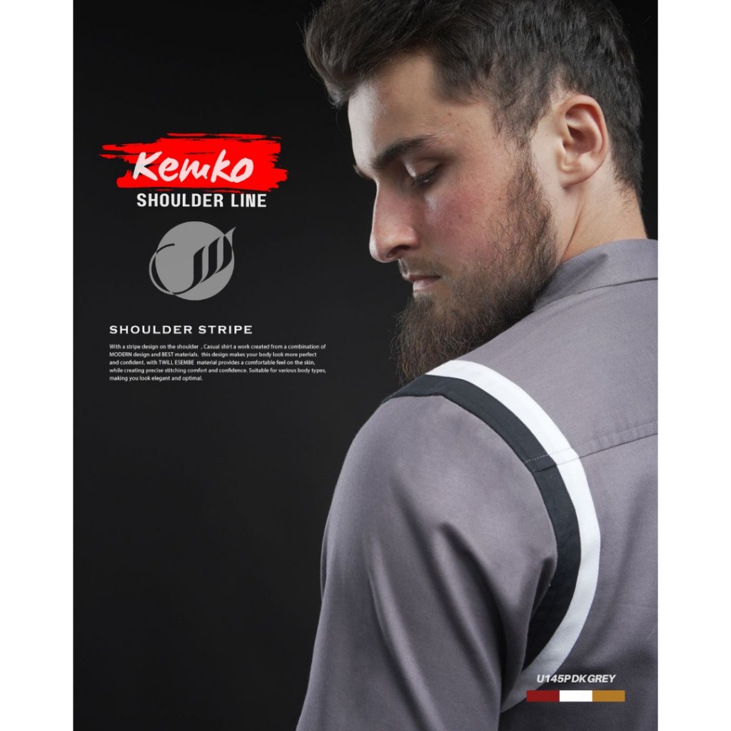 SAMASE Kemko Shoulder Stripe U145P Kemeja Koko Baju Koko Muslim Pria Dewasa Lengan Pendek