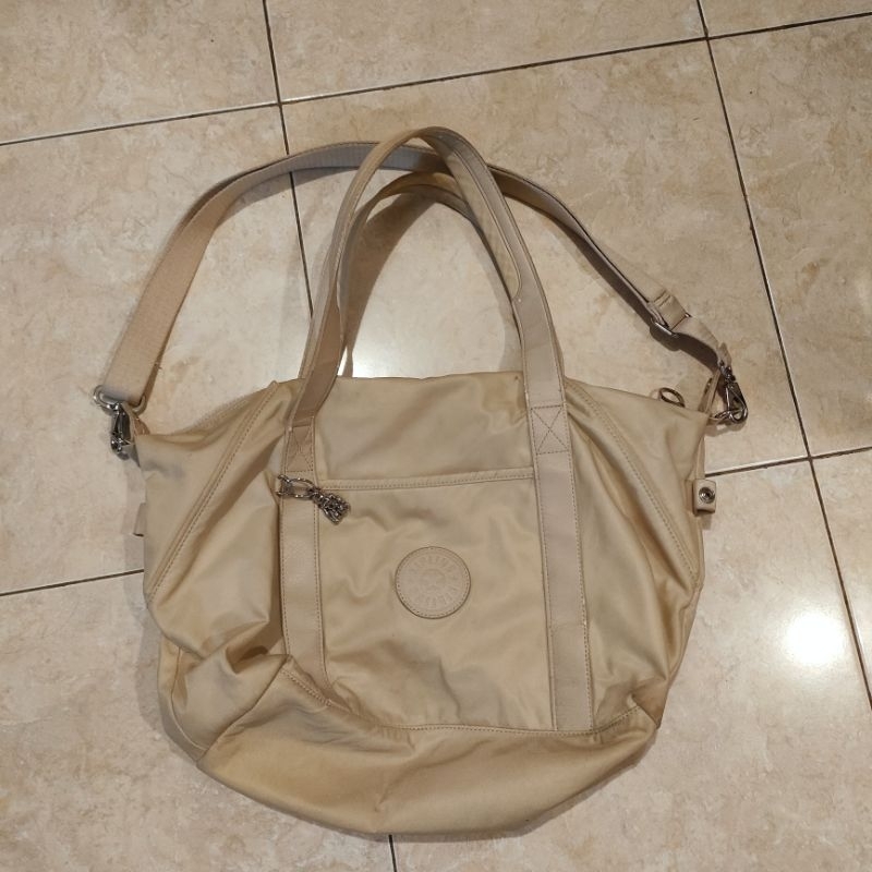 (PRELOVED) DUFFLE BAG KIPLING KREM ORIGINAL