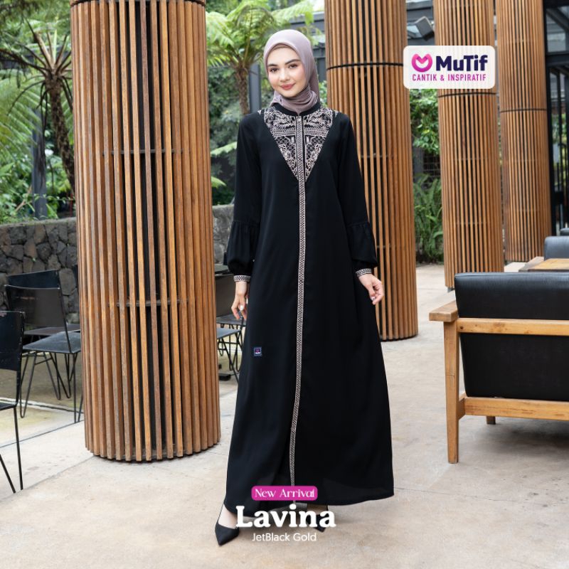 Mutif Gamis Mutif Lavina | Gamis Hitam Polos Premium | Gamis Elegant | Gamis Kondangan | Gamis Resep