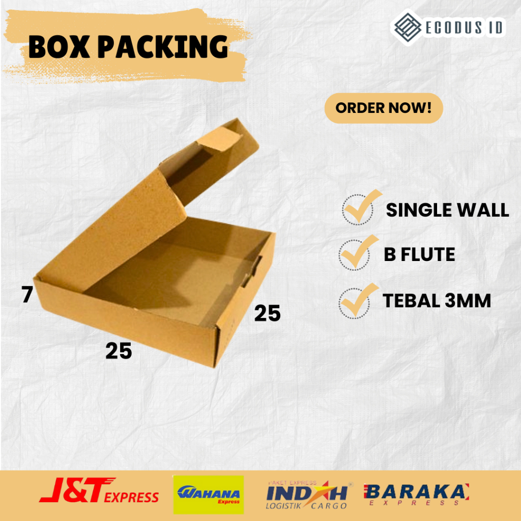 

Kardus box packing die cut polos ukuran 25x25x7 cm (10pcs)