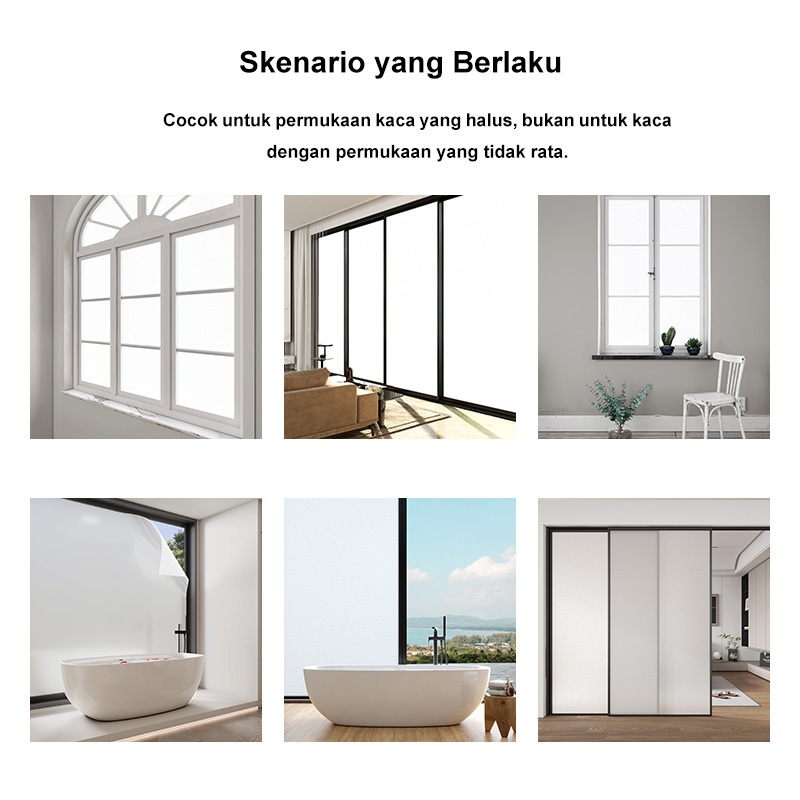 RB Sticker Kaca Sandblast /2Meter Stiker Kaca Polos Buram Premium/ Untuk Pintu Jendela Kaca