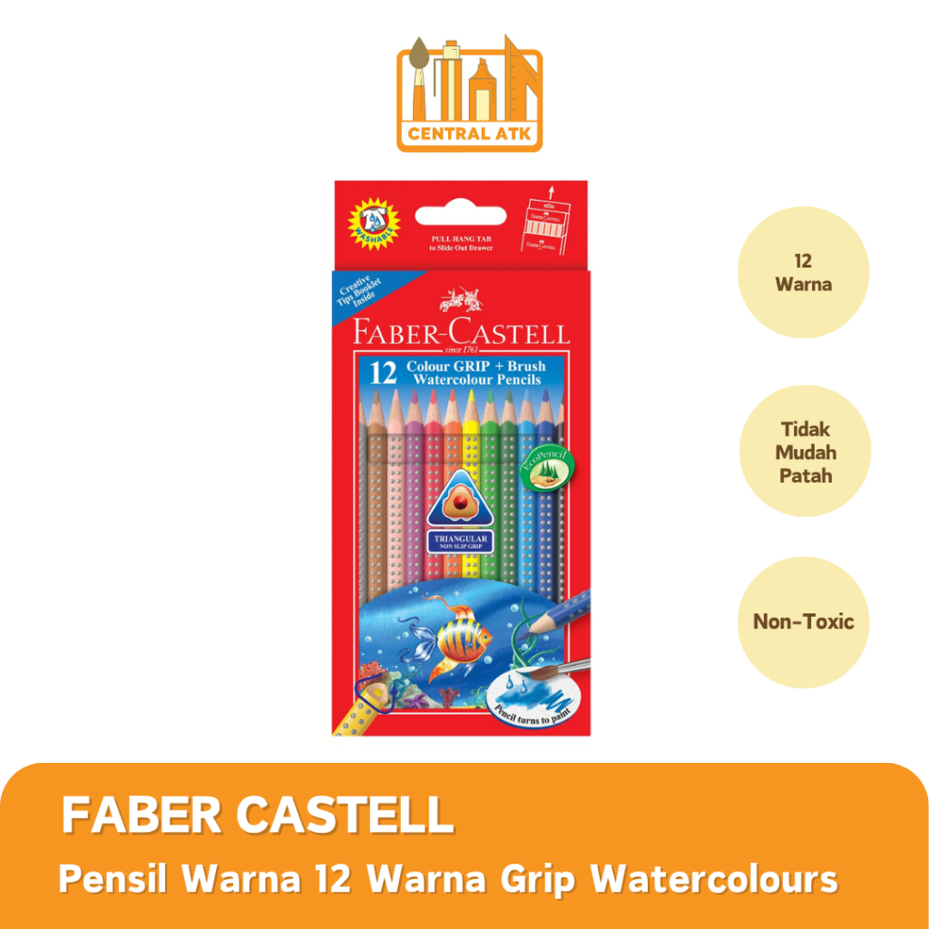 

COLOUR PENCIL / PENSIL WARNA FABER CASTELL 12 WARNA GRIP WATERCOLOUR