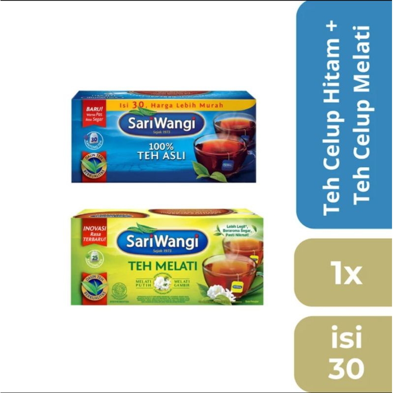 

SARIWANGI TEH CELUP ASLI ISI 30 & TEH MELATI ISI 25