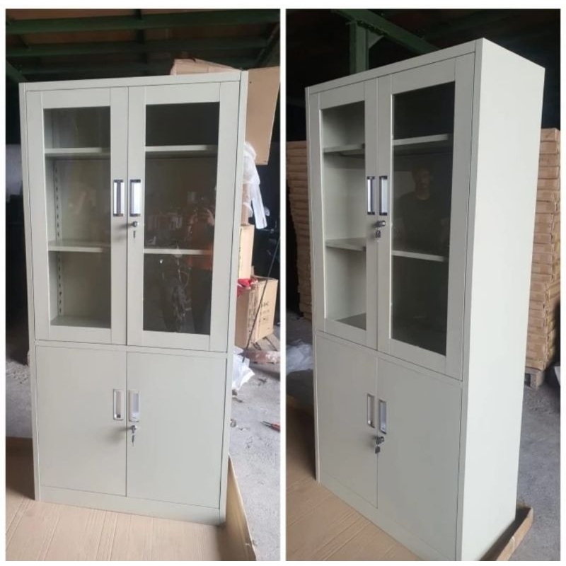 lemari arsip plat besi pintu kaca kombinasi lemari besi arsip/file lemari kantor putih