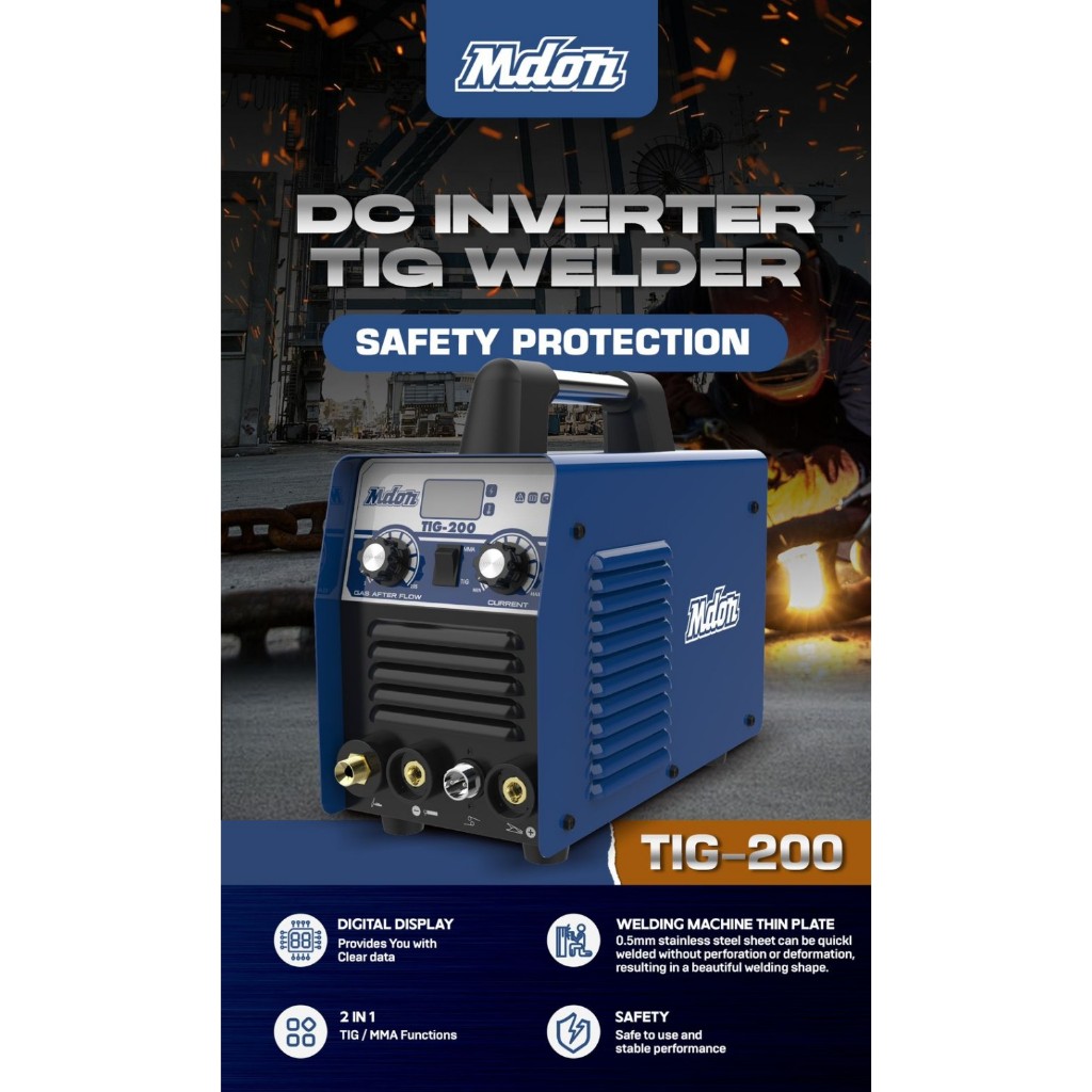 Mdon Mesin las TIG 200 2in1 TIG / MMA DC Inventer Tig Welder Mesin las mdon tig 200