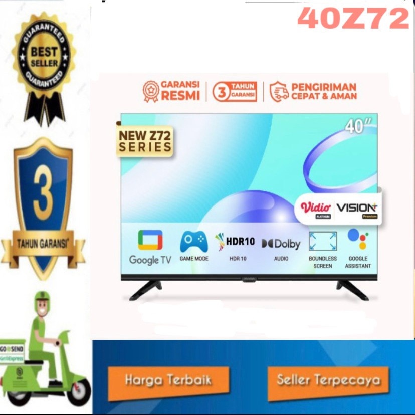 COOCAA LED TV 40 Inch 40Z72 GOOGLE TV ANDROID SMART TV 11.0 Garansi Resmi