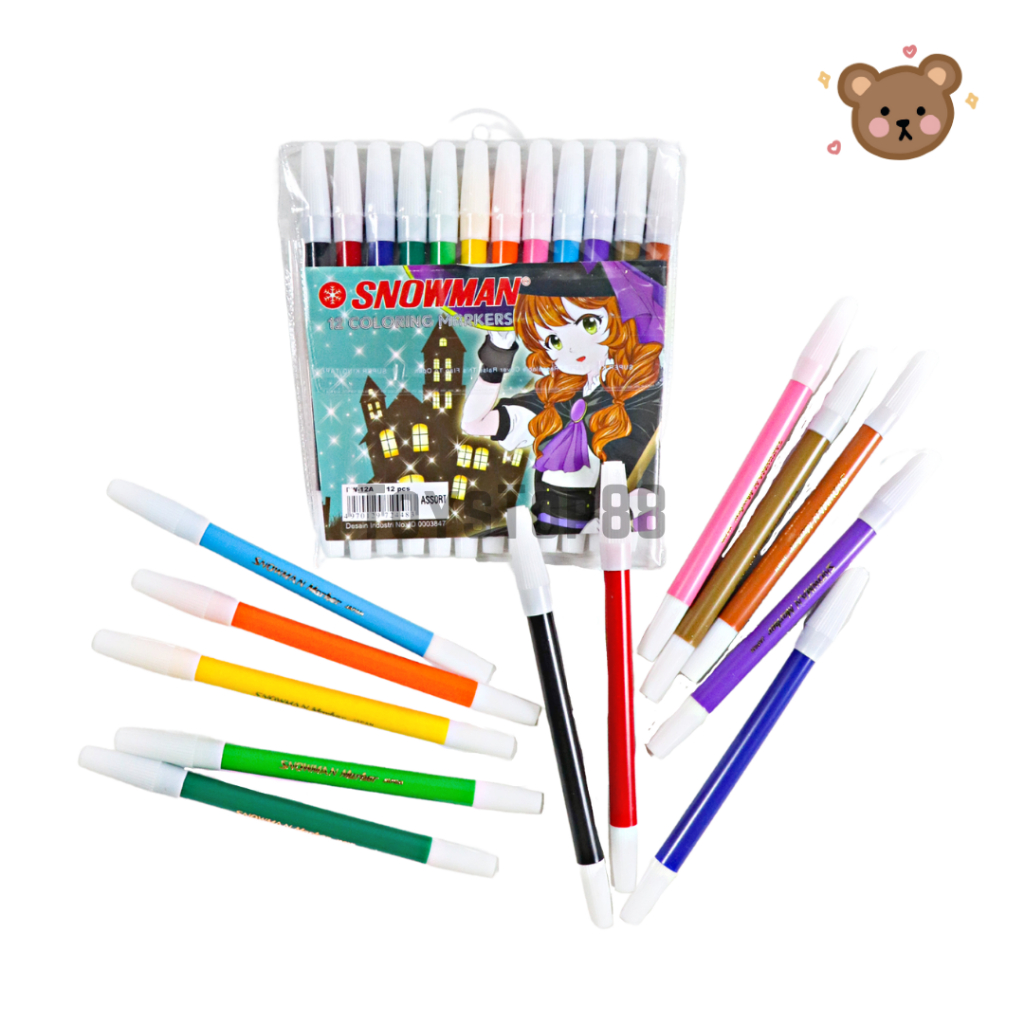 

Spidol Snowman Kecil 12 Warna PW-12A - Coloring Markers Pencil - 100% Original