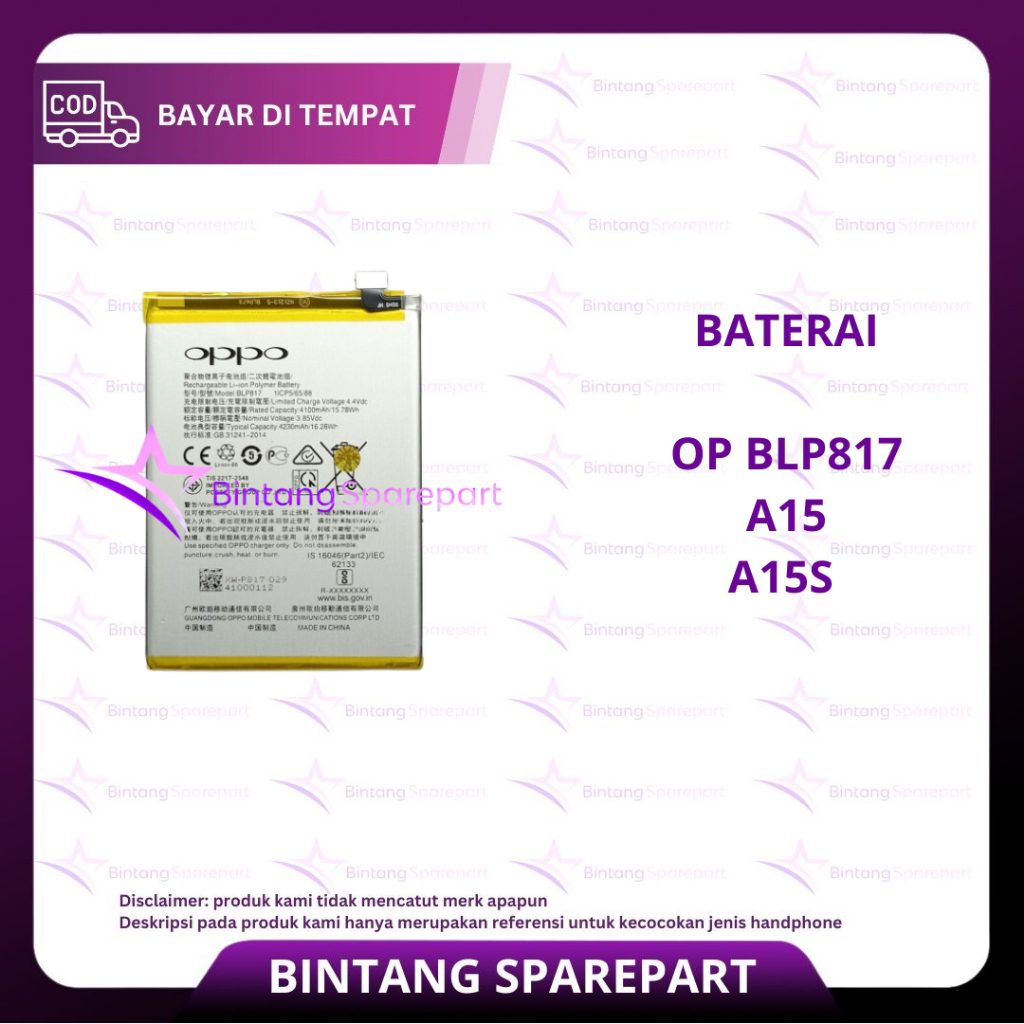 BATERAI OPPO BLP817 / A15 / A15S