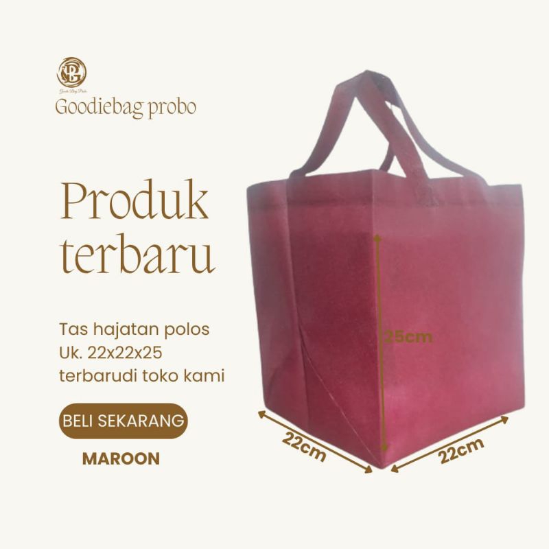 

(1 PACK = 60 PCS) GOODIE BAG TAS HAJATAN 22X22 CM TINGGI 25 CM / TAS SPUNBOND / TAS SEMINAR / TAS NASI BOX/ TAS RAMAH LINGKUNGAN / TAS PARCEL