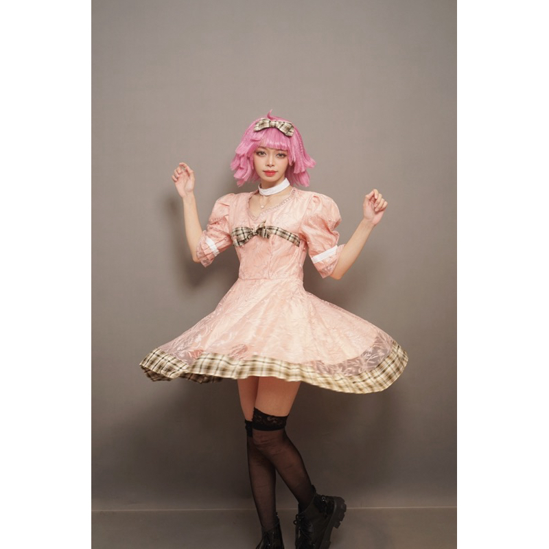 Baju Pesta Dress Peach Mewah Perempuan/Anak/Remaja