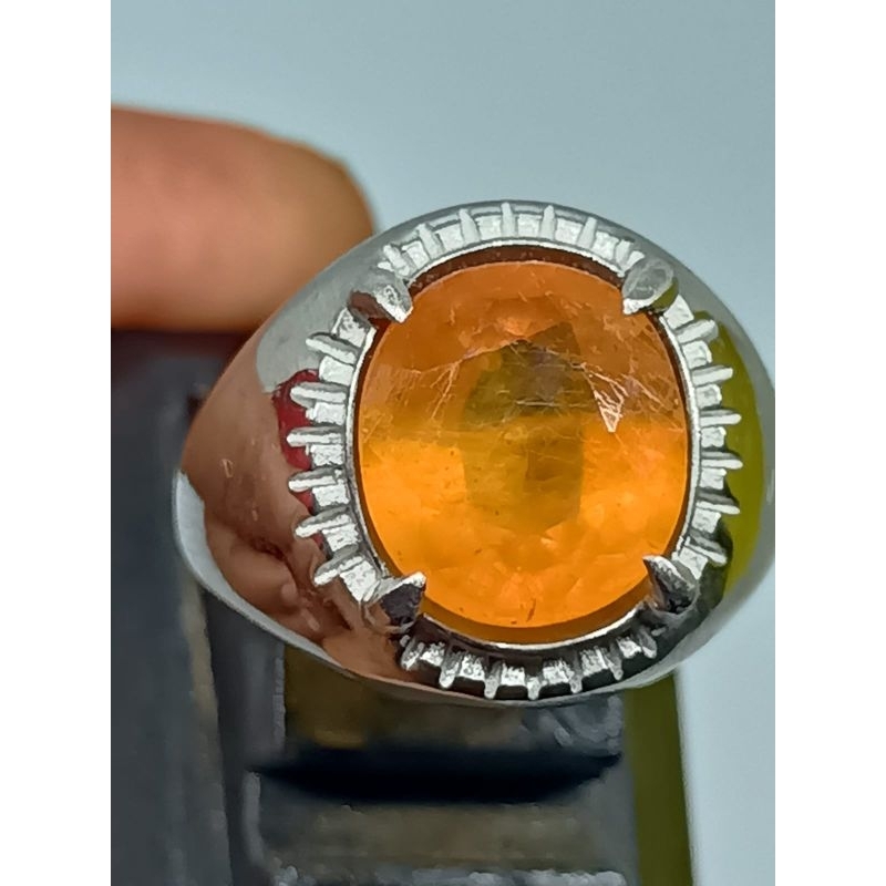 Cincin Batu Permata Yellow Safir , Asli Natural