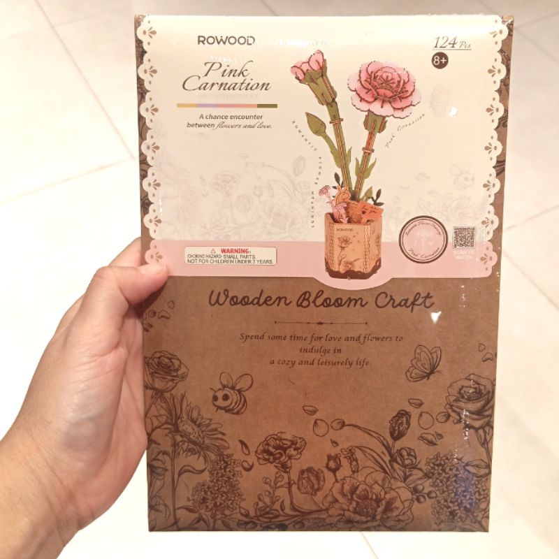 ROWOOD WOODEN BLOOM CRAFT PINK CARNATION (PC)