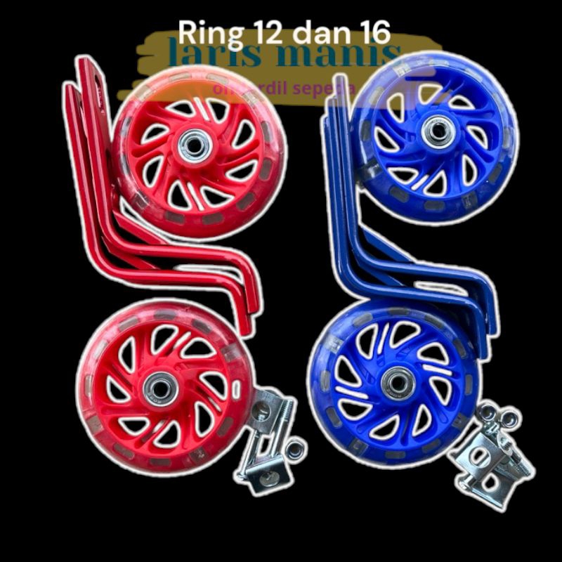 roda bantu lampu roda samping nyala sepeda anak 12/16