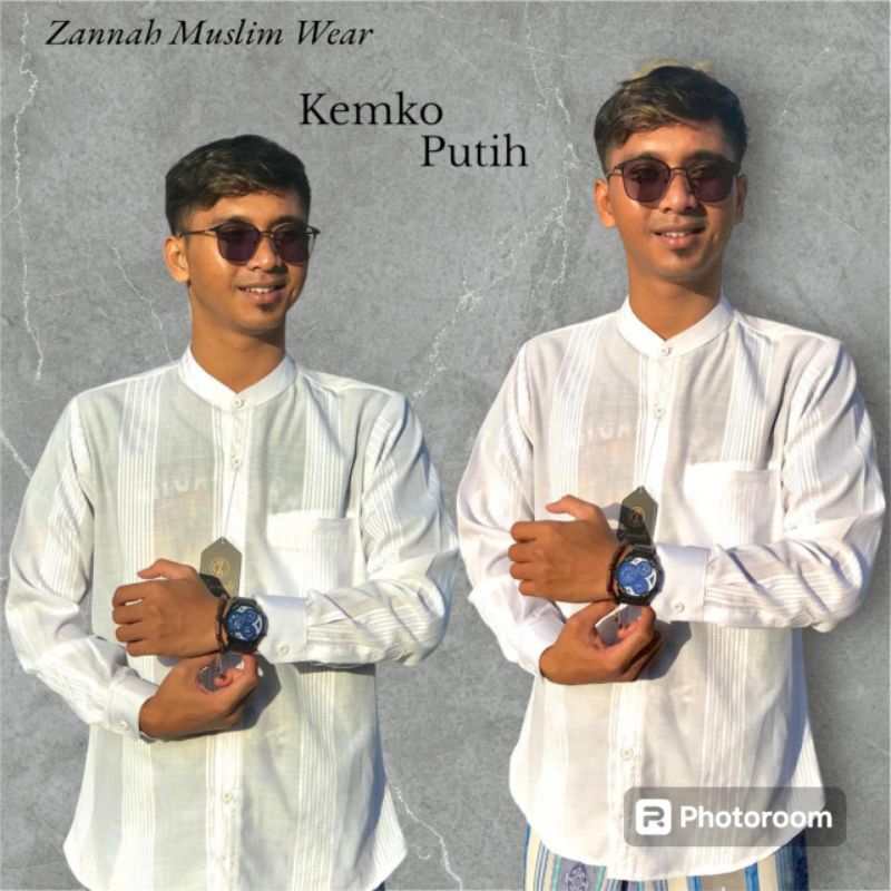 Kemko/kemeja pria elegan/koko salur/baju Koko pria muslim/kemko putih lengan panjang/kemko cream pri