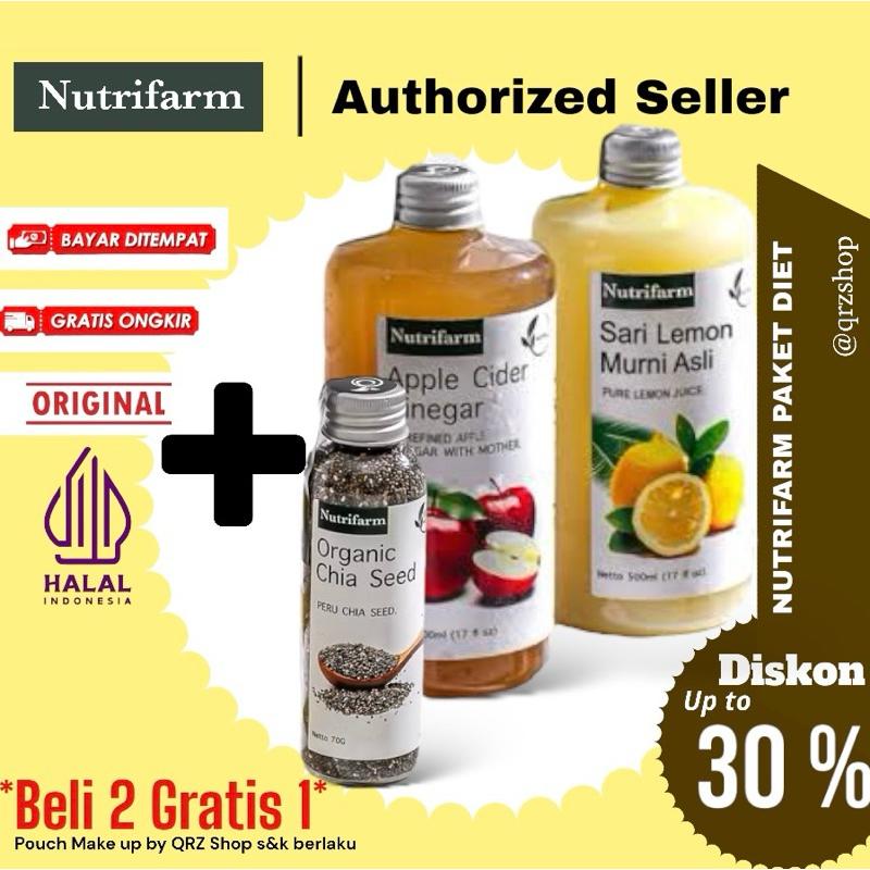 

NUTRIFARM Paket Diet Sehat Cuka Apel Sari Lemon dan Biji Chia Halal