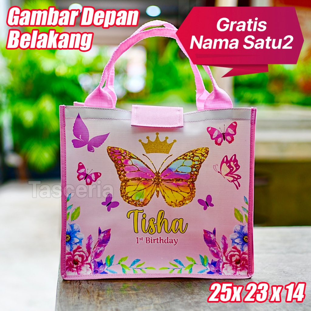 Tote Bag Ulang Tahun Anak Gambar Kupu Kupu