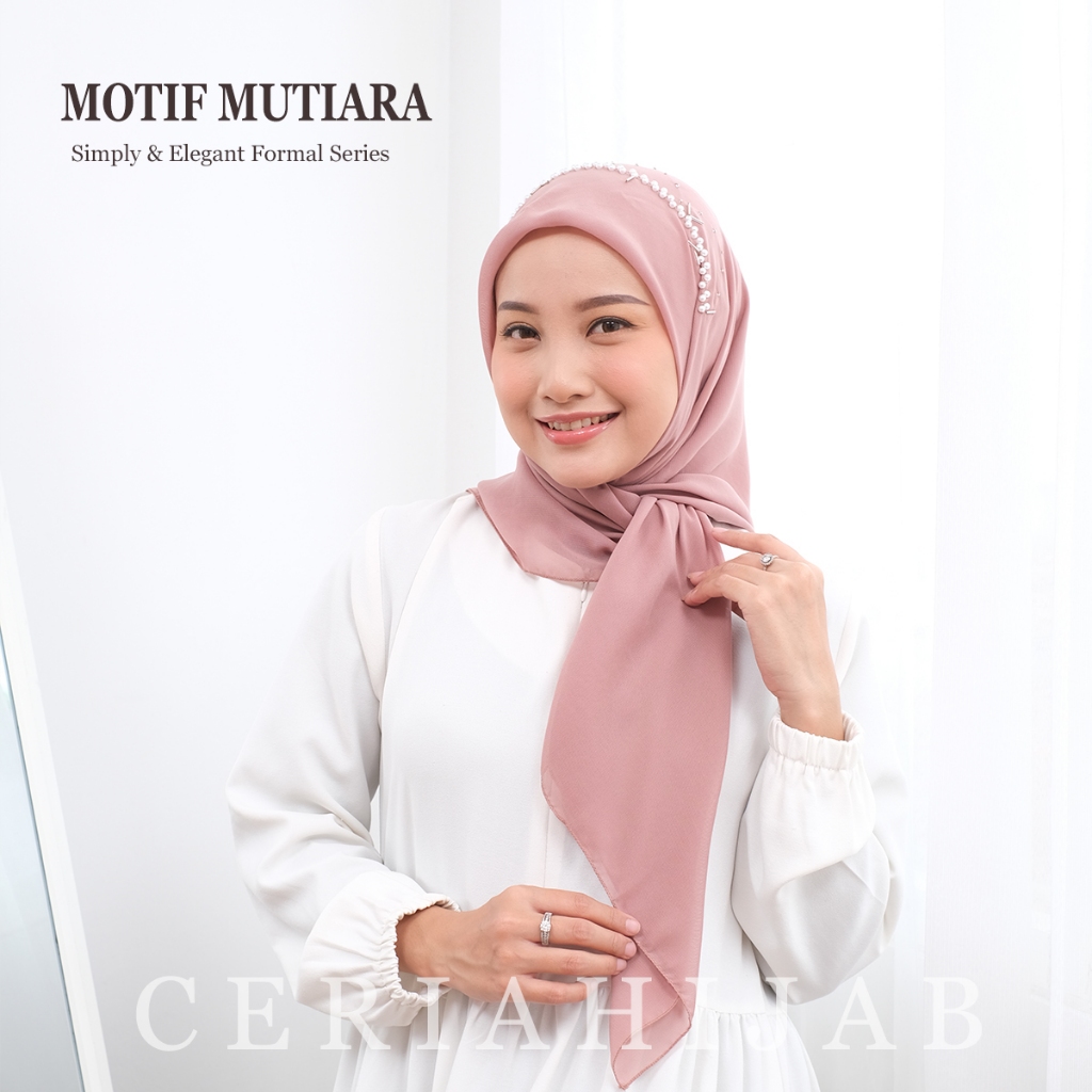 Kerudung Segiempat Bella Square Payet Motif Mutiara/Bella Pearly Pesta/Hijab Kondangan Mewah/segeimp