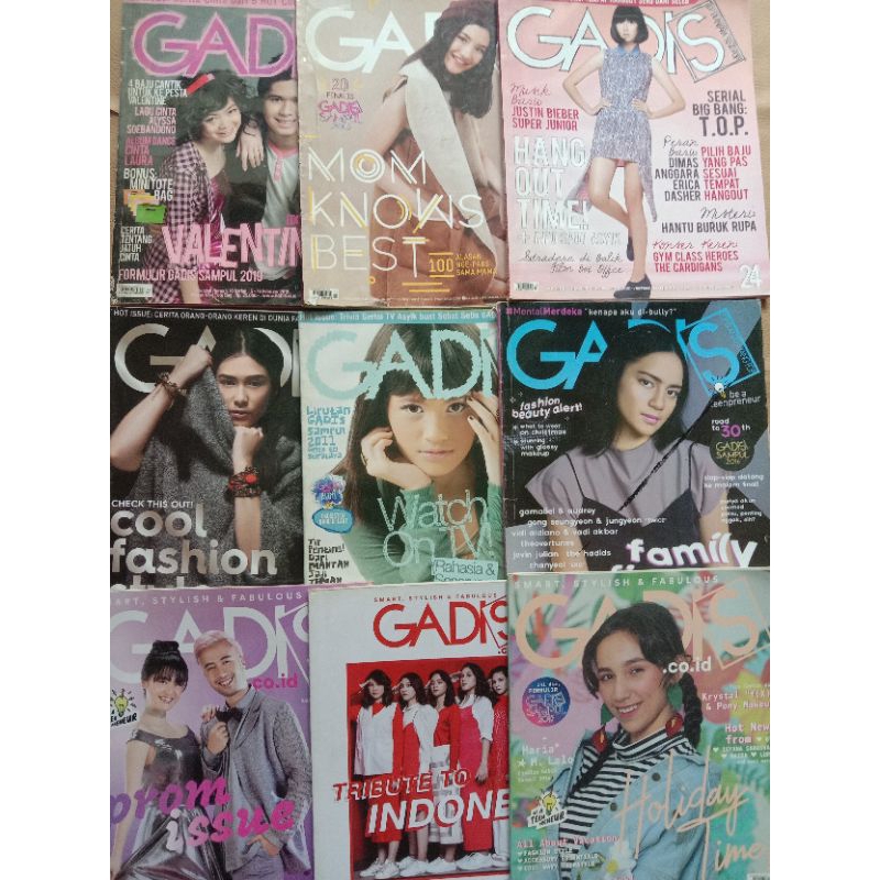 Majalah Gadis Edisi Tahun 2010,2011,2012,2014,2015,2016,2019