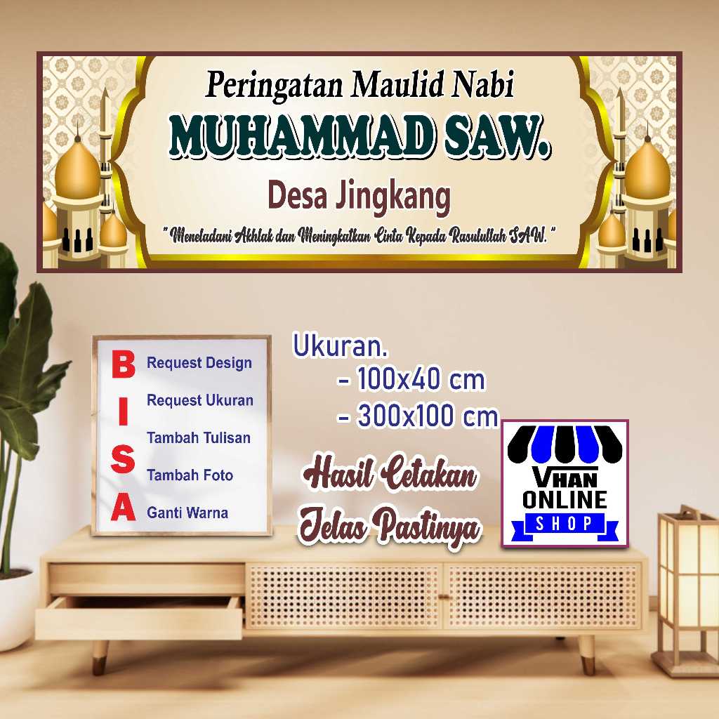 Cetak Spanduk Banner Peringatan Maulid Nabi atau Pengajian Keren