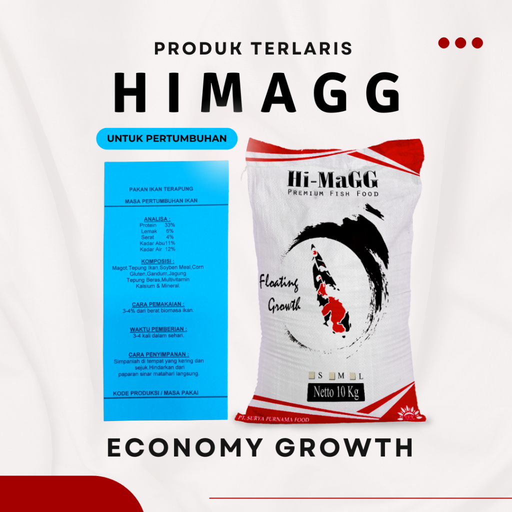 Pakan Koi Himagg Economy Growth 10 Kg Makanan Pakan Pelet Ikan Koi Termurah Untuk Petumbuhan