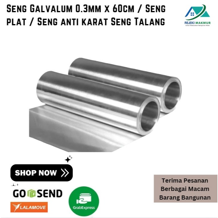 Seng Galvalum 0.3mm x 60cm / Seng plat / Seng anti karat Seng Talang TU2T