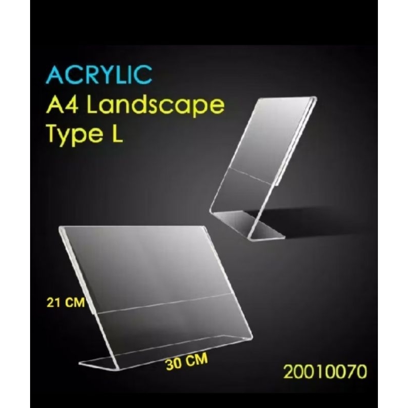 

Tempat brosur akrilik A4 L Lanscape / Tent card akrilik / Tent holder akrilik/ Tent Qrist Barcode / Stand Akrilik