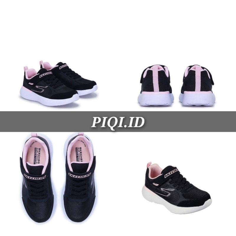 Sepatu Anak Perempuan Skechers Go Run Premium Hitam Pink Black Pink
