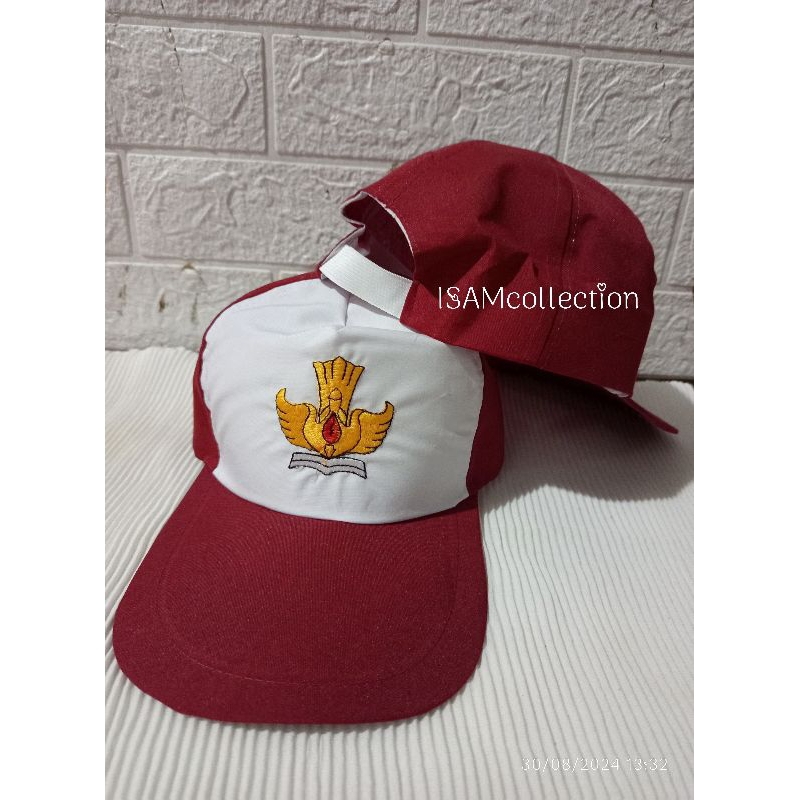 Topi SD merah putih belakang karet  kodian/GROSIR