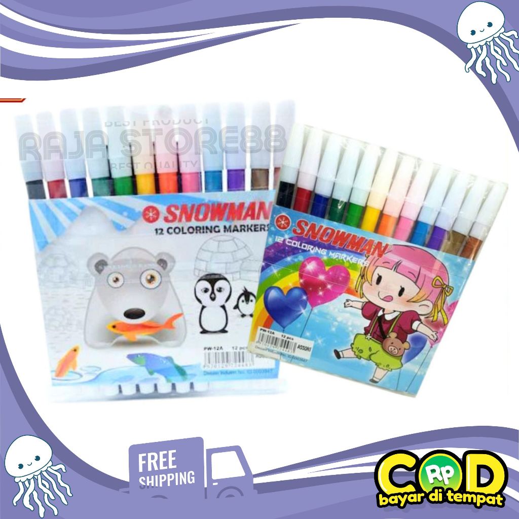 

SPIDOL KECIL SNOWMAN 12 WARNA COLOURING PEN