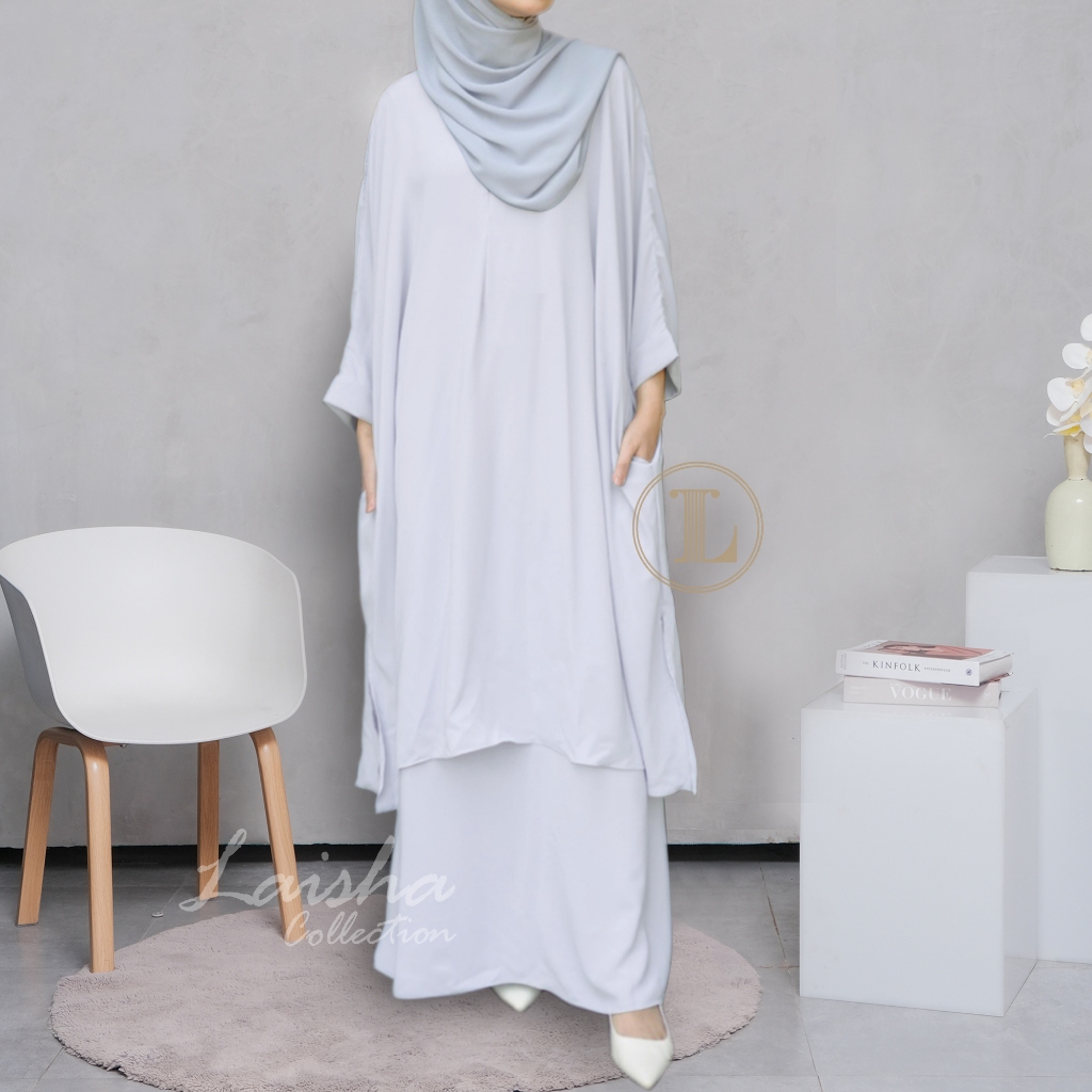 (Bisa COD) One set Abaya Tunik Kaftan Terbaru Crinkle Airflow jumbo / Kaftan Tunik (Kafnik) oneset a