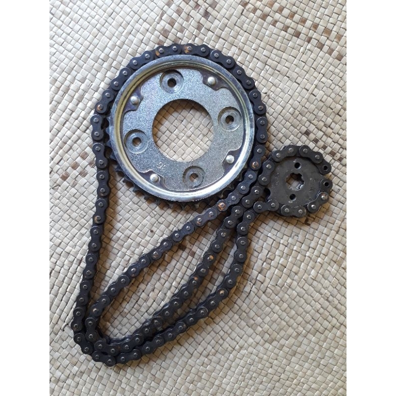 GEAR PLUS RANTAI / GIR + RANTAI FUL SET UNTUK MOTOR HONDA REVO ABSOLUTE ORIGINAL