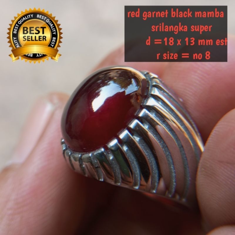 cincin batu red garnet black mamba super