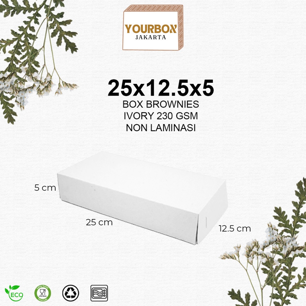 Box Dus Kotak Kue Brownies Roti Martabak Ivory Putih 25x12.5x5