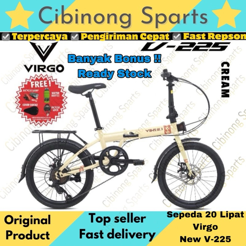 Sepeda Lipat 20 Virgo New V-225 7Speeds Cakram Free Bonus New Product Good Quality