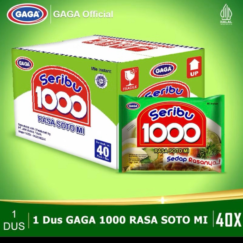 

1 dus isi 40 bungkus mie Gaga 1000 soto