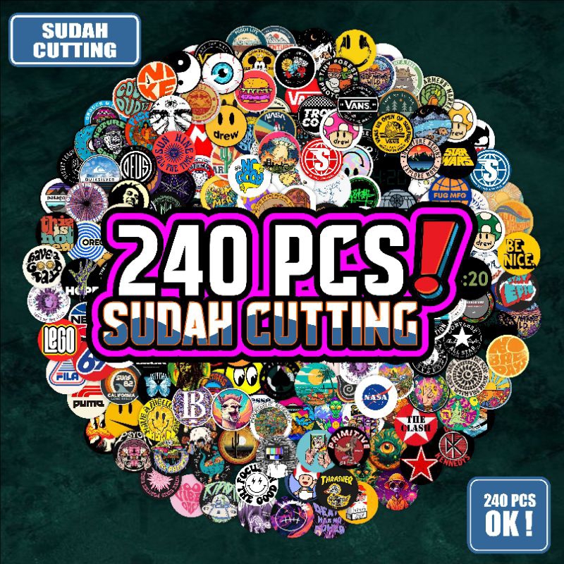 

stiker brand isi 240pcs cutting bulat bahan Graftac