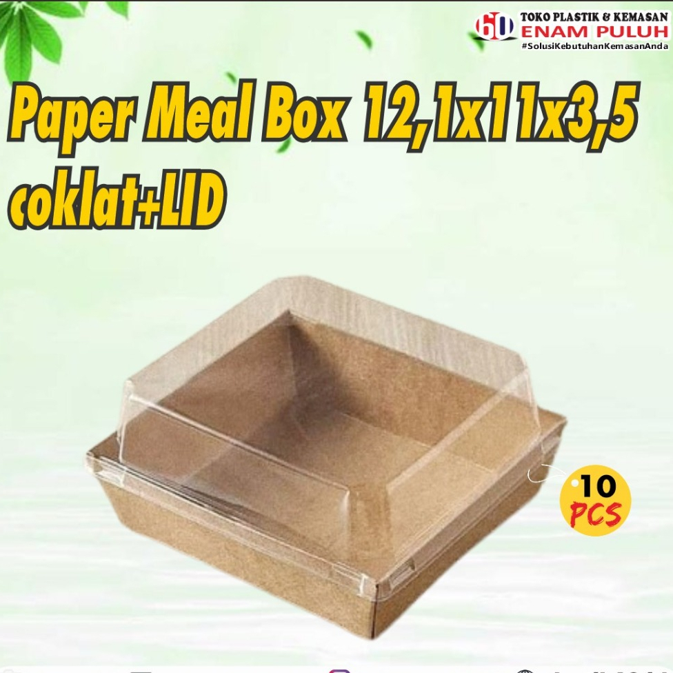 Paper Meal Box + Lid Mika Kraft - Paper Lunch Box, Burger Box, Box Hot Dog, Cake Box, Mika Box, tray